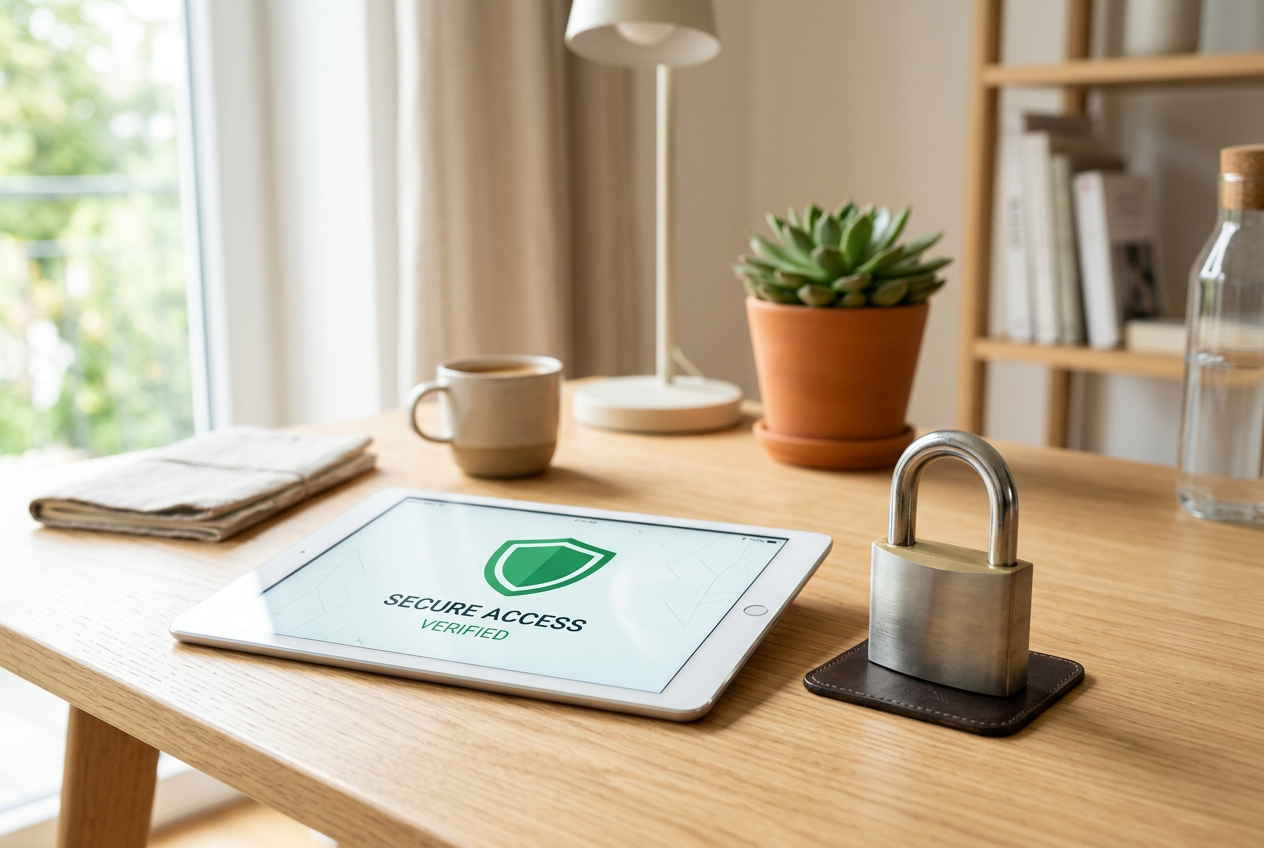 Symbol bezpečného online hrania s čistým dizajnom a prvkami dôveryhodnosti.